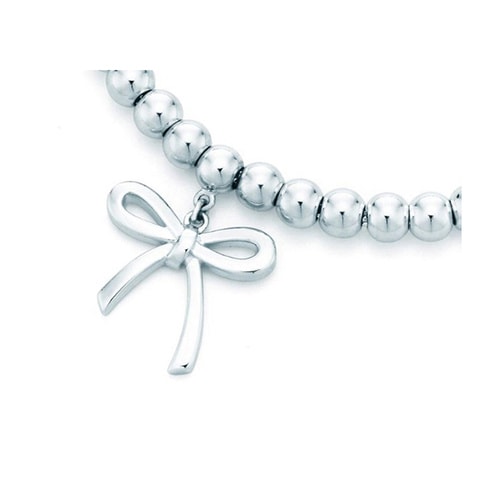 Tiffany & Co./蒂芙尼 純銀銀色蝴蝶結手鏈 7英寸 GRP06349