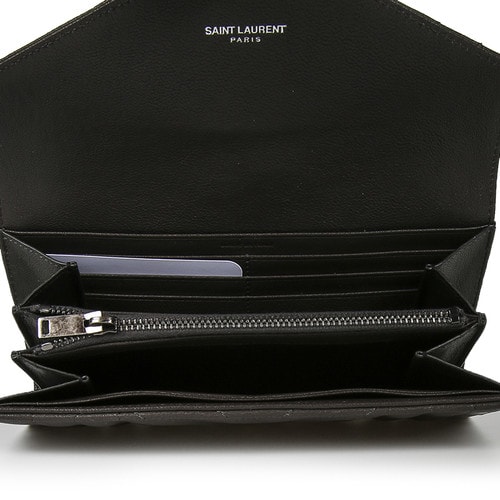 Yves saint Laurent/圣羅蘭 16秋冬牛皮長(zhǎng)款YSL LOGO按扣女士錢包 437469BRM04