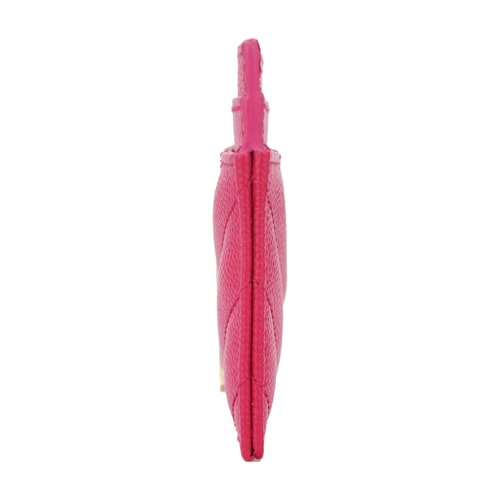 Yves saint Laurent/圣羅蘭 金屬品牌標(biāo)志荔枝紋桃紅色牛皮小型皮具斜紋女士卡包#423291 BOW01 5623