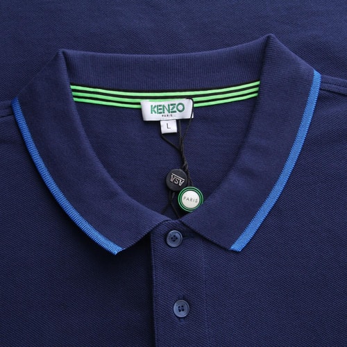KENZO/高田賢三 藏藍(lán)色翻領(lǐng)小虎頭長(zhǎng)袖polo衫男士T恤 4BA 5PO101 78