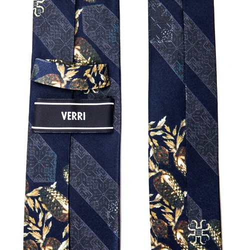 【16年秋冬新款】VERRI/VERRI 金松果圖案桑蠶絲領帶