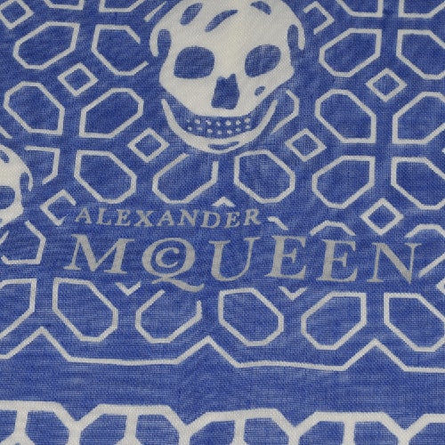 Alexander McQueen/亞歷山大麥昆 藍色經(jīng)典骷髏圖案圍巾 ML
