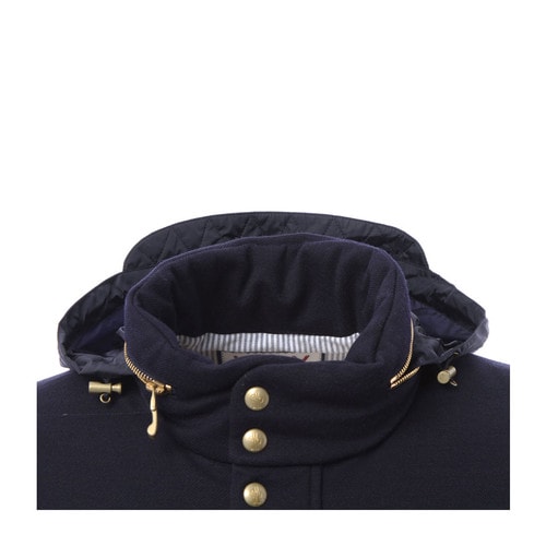 Moncler/蒙克萊 男士外套 棉毛混紡隱藏式風帽皮飾口袋邊男士長袖羽絨服