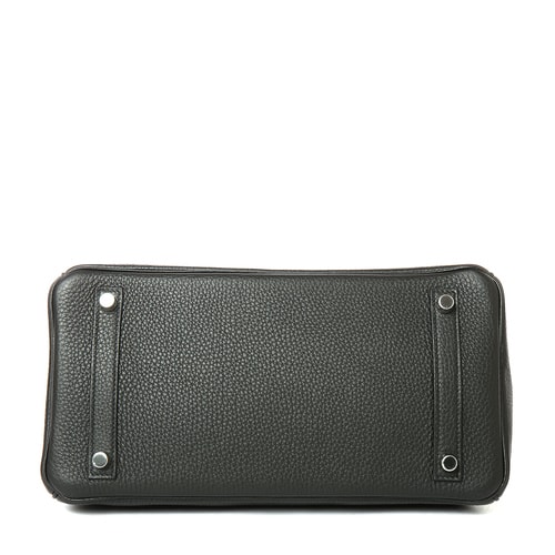 HERMES(愛馬仕) 黑色皮質銀扣手提包Birkin30