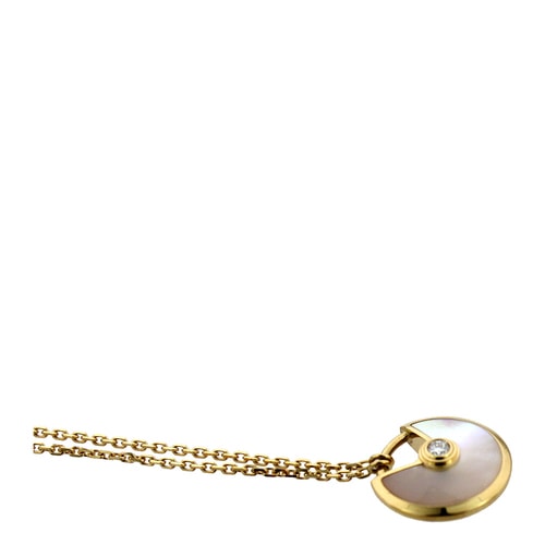 CARTIER/卡地亞 AMULETTE DE CARTIER系列18K黃金鑲嵌鉆石珍珠母貝 掛鎖設(shè)計(jì)超小號項(xiàng)鏈掛墜 B3047100