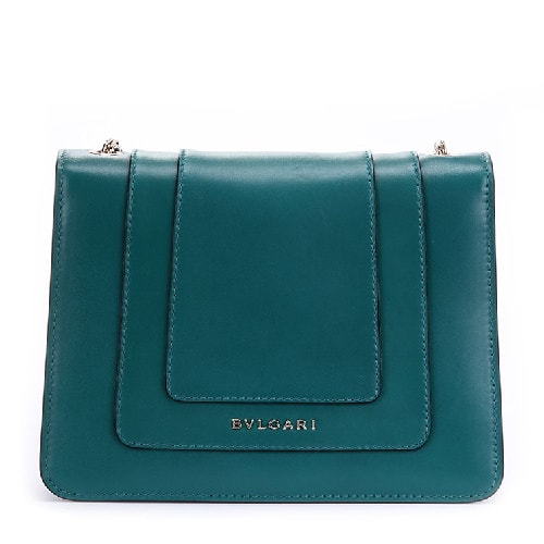 BVLGARI/寶格麗 祖母綠色小牛皮蛇頭扣環(huán)女士小號單鏈單肩包