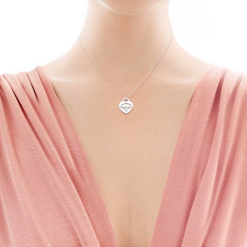 Tiffany & Co./蒂芙尼 女式925純銀心形項鏈 16英寸