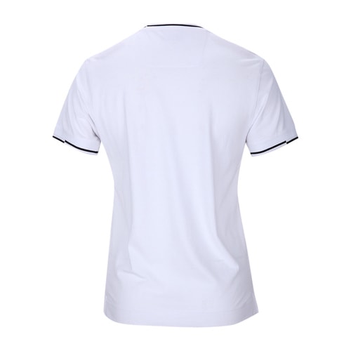 ERMENEGILDO ZEGNA/杰尼亞白色純棉條紋領邊男士T恤（短袖）,VI340 N00,XL