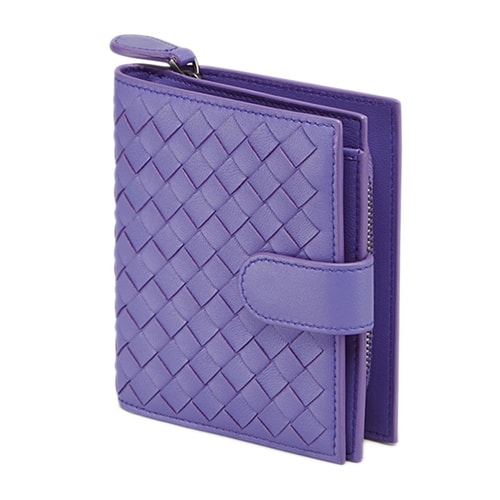 Bottega Veneta/葆蝶家 女士紫色羊皮經典編織錢包 121059 V001N 5114