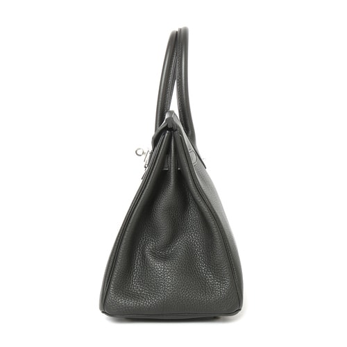HERMES(愛馬仕) 黑色皮質銀扣手提包Birkin30