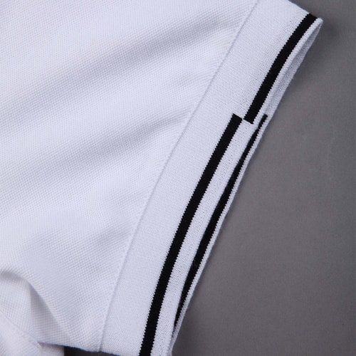 ERMENEGILDO ZEGNA/杰尼亞白色純棉條紋領邊男士T恤（短袖）,VI340 N00,XL