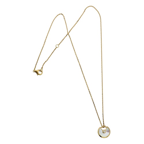 CARTIER/卡地亞 AMULETTE DE CARTIER系列18K黃金鑲嵌鉆石珍珠母貝 掛鎖設(shè)計(jì)超小號項(xiàng)鏈掛墜 B3047100