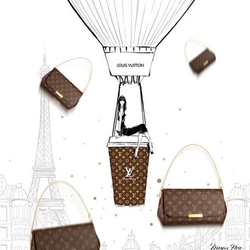 Louis Vuitton/路易威登 大號(hào) FAVORITE Monogram 女士鏈條包（配皮肩帶）M40718 帆布/配皮