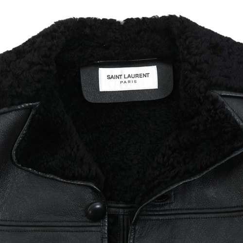 Yves saint Laurent/圣羅蘭 黑色皮質(zhì) 男士外套 398019-Y5MZ1-1000
