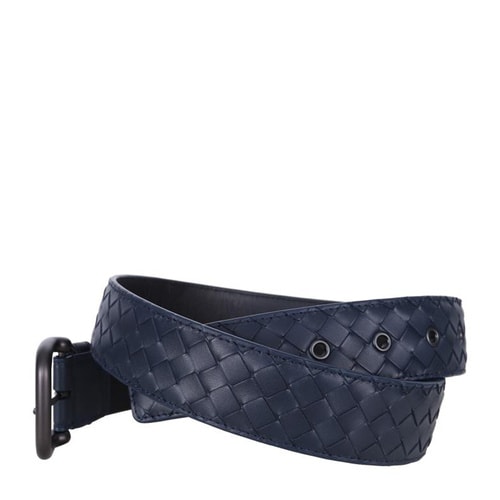 Bottega Veneta/葆蝶家 男士牛皮深藍色編織腰帶/173784 V4650 4013