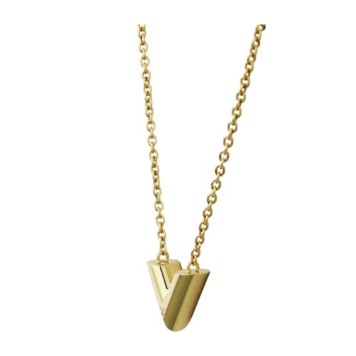 Louis Vuitton/路易威登 ESSENTIA系列女士金色經典V字LOGO項鏈M61083