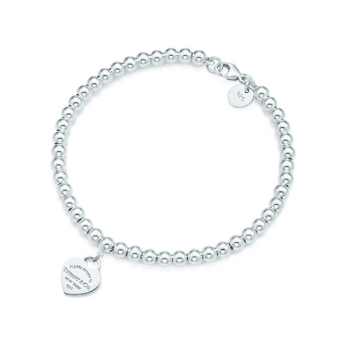 Tiffany & Co./蒂芙尼 女式藍(lán)色心形小珠Bead琺瑯手鏈 6.5英寸 TGRP03577