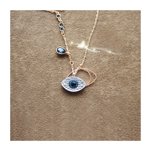 Swarovski/施華洛世奇 藍(lán)黑水晶惡魔之眼玫瑰金項(xiàng)鏈 5172560