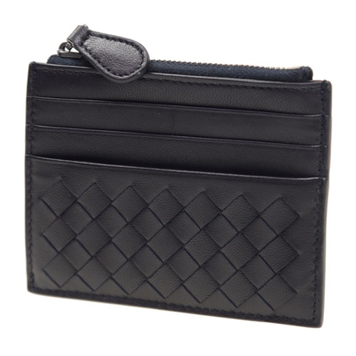 Bottega Veneta/葆蝶家 中性藍色羊皮編織卡套卡包 #367004 V001N 4014