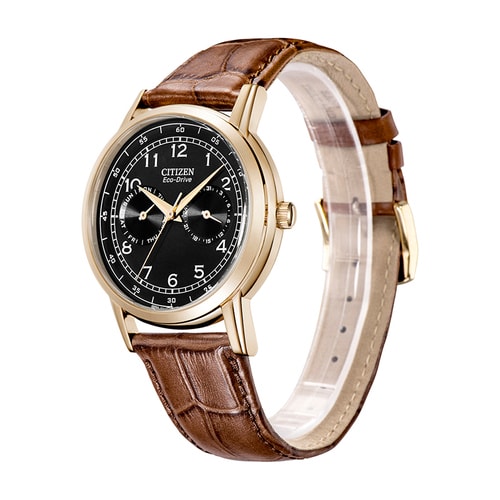 Citizen/西鐵城 光動能商務休閑小牛皮男表AO9003-08E