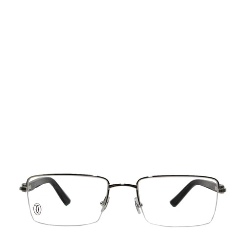 CARTIER/卡地亞經典半框拉絲款鍍鉑金商務簡約男款眼鏡