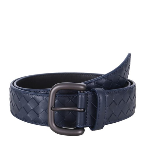 Bottega Veneta/葆蝶家 男士牛皮深藍色編織腰帶/173784 V4650 4013