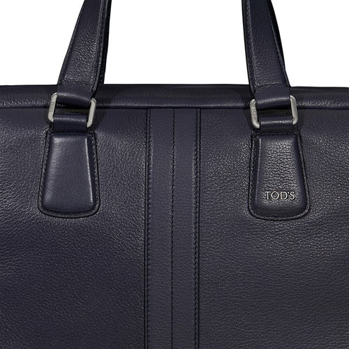 Tod’s/托德斯 男士藍(lán)色牛皮雙條紋設(shè)計公文包